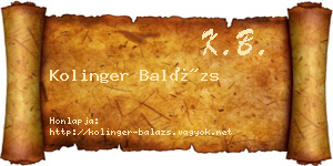 Kolinger Balázs névjegykártya